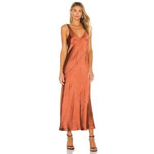 Line & Dot Loulou Satin Dress in Brown